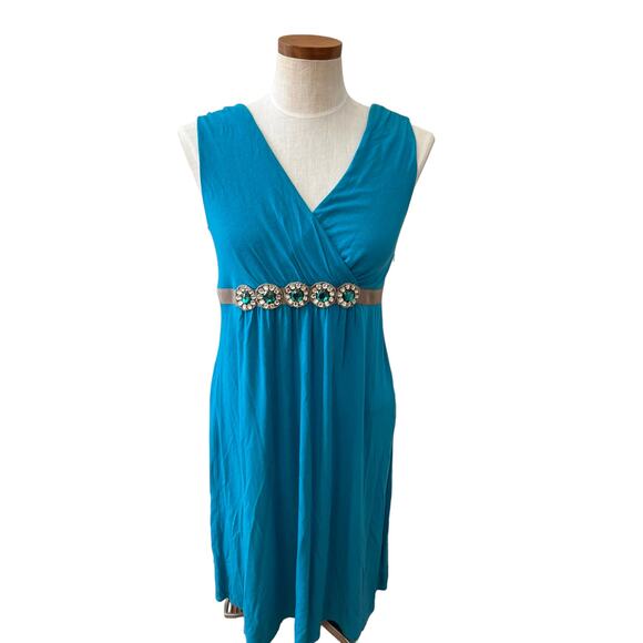 Boden Turquoise grosgrain ribbon trim Empire Waist Sun Dress 10 - Picture 1 of 8